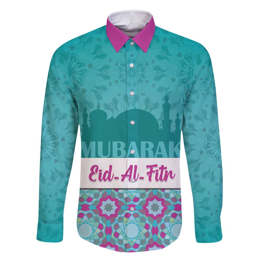 Personalised Eid Mubarak Family Matching Long Sleeve Bodycon Dress and Hawaiian Shirt Eid al-Fitr