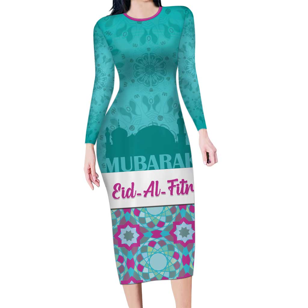 Personalised Eid Mubarak Family Matching Long Sleeve Bodycon Dress and Hawaiian Shirt Eid al-Fitr