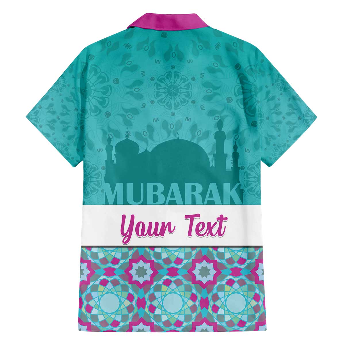 Personalised Eid Mubarak Family Matching Off The Shoulder Long Sleeve Dress and Hawaiian Shirt Eid al-Fitr