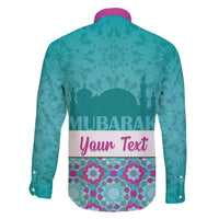 Personalised Eid Mubarak Family Matching Off The Shoulder Long Sleeve Dress and Hawaiian Shirt Eid al-Fitr