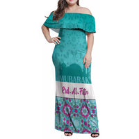 Personalised Eid Mubarak Family Matching Off Shoulder Maxi Dress and Hawaiian Shirt Eid al-Fitr