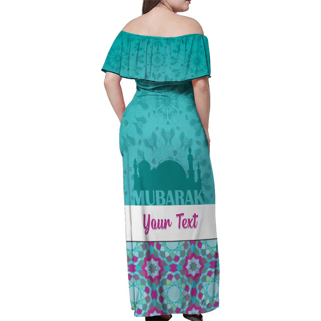Personalised Eid Mubarak Family Matching Off Shoulder Maxi Dress and Hawaiian Shirt Eid al-Fitr