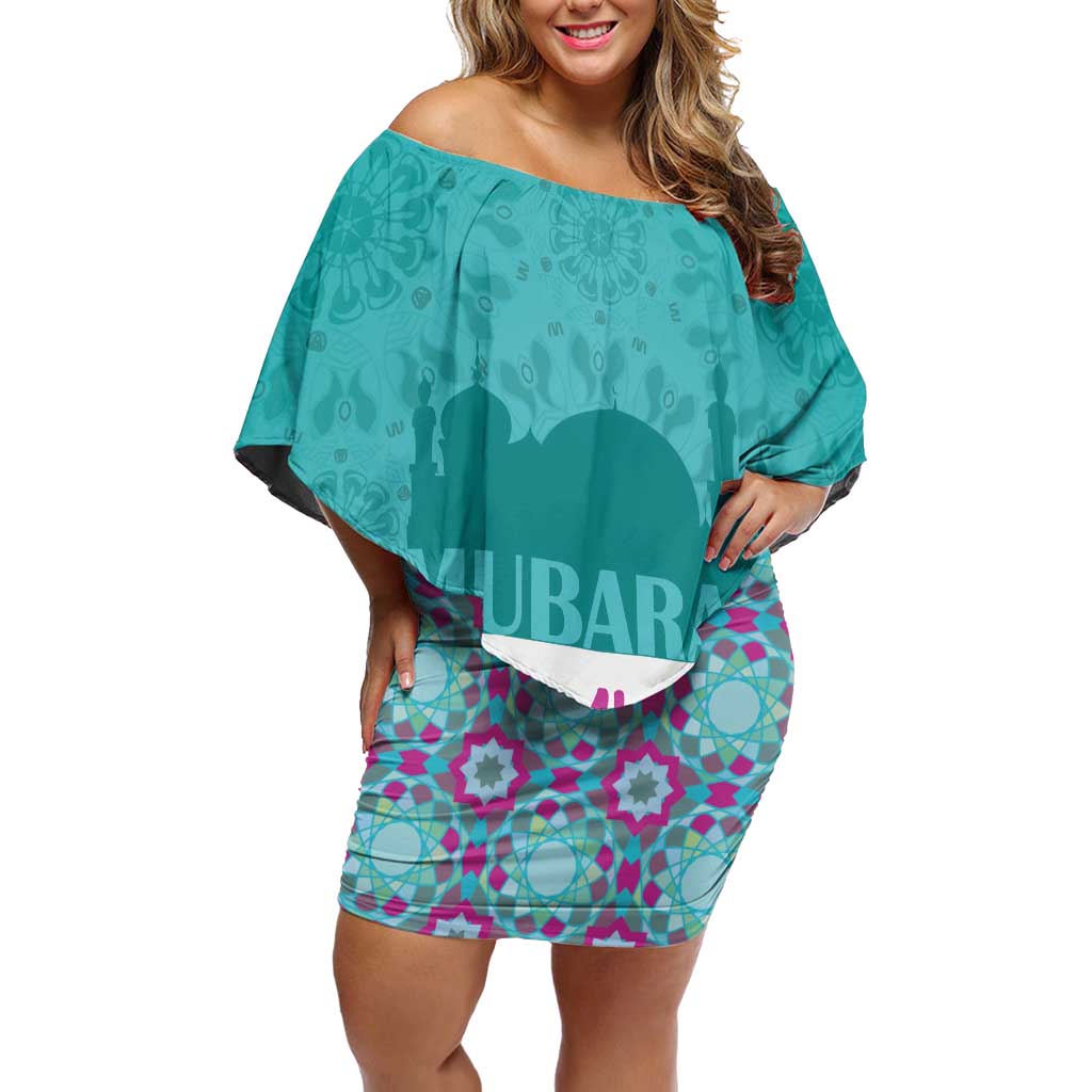 Personalised Eid Mubarak Family Matching Off Shoulder Short Dress and Hawaiian Shirt Eid al-Fitr