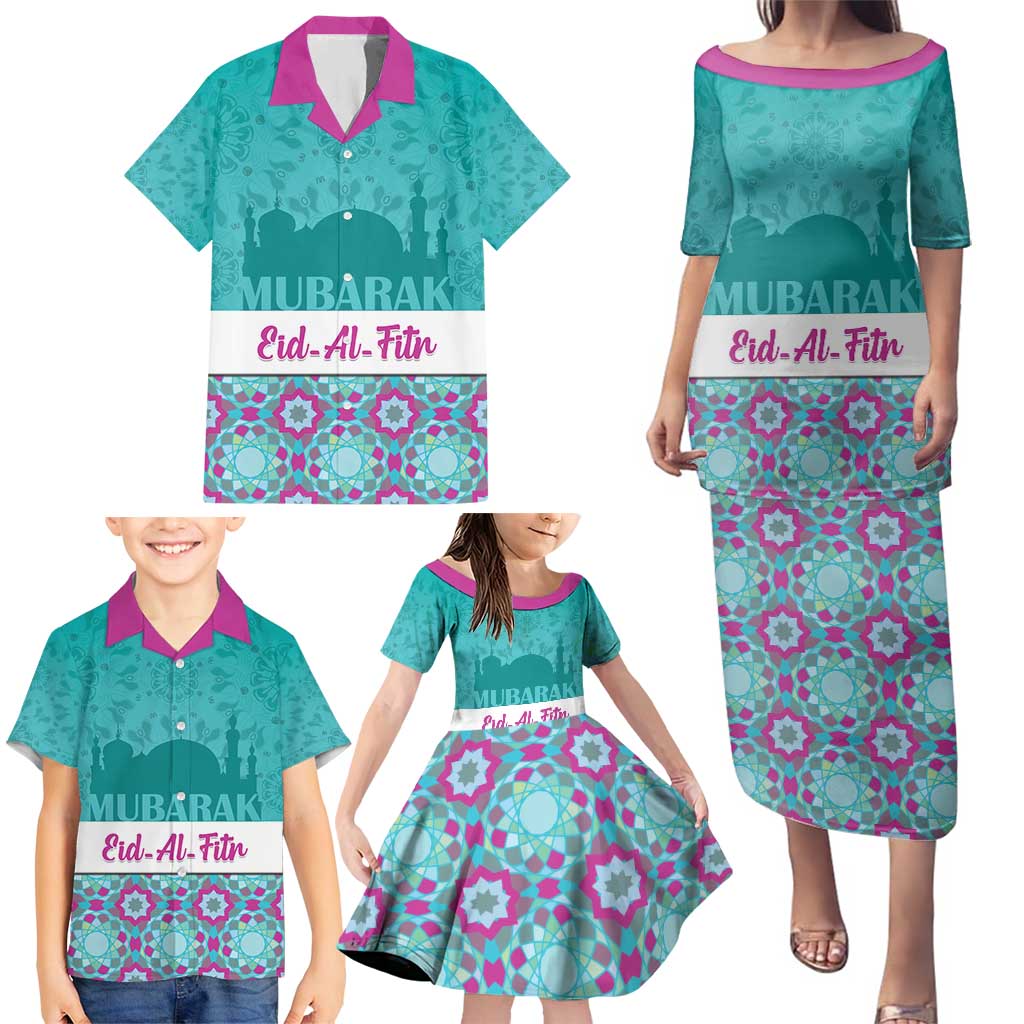 Personalised Eid Mubarak Family Matching Puletasi and Hawaiian Shirt Eid al-Fitr