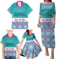 Personalised Eid Mubarak Family Matching Puletasi and Hawaiian Shirt Eid al-Fitr