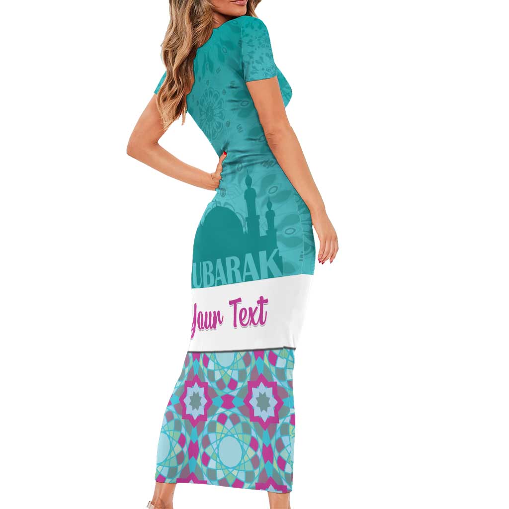 Personalised Eid Mubarak Family Matching Short Sleeve Bodycon Dress and Hawaiian Shirt Eid al-Fitr