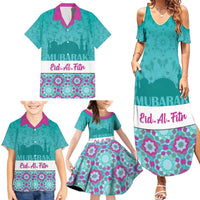 Personalised Eid Mubarak Family Matching Summer Maxi Dress and Hawaiian Shirt Eid al-Fitr