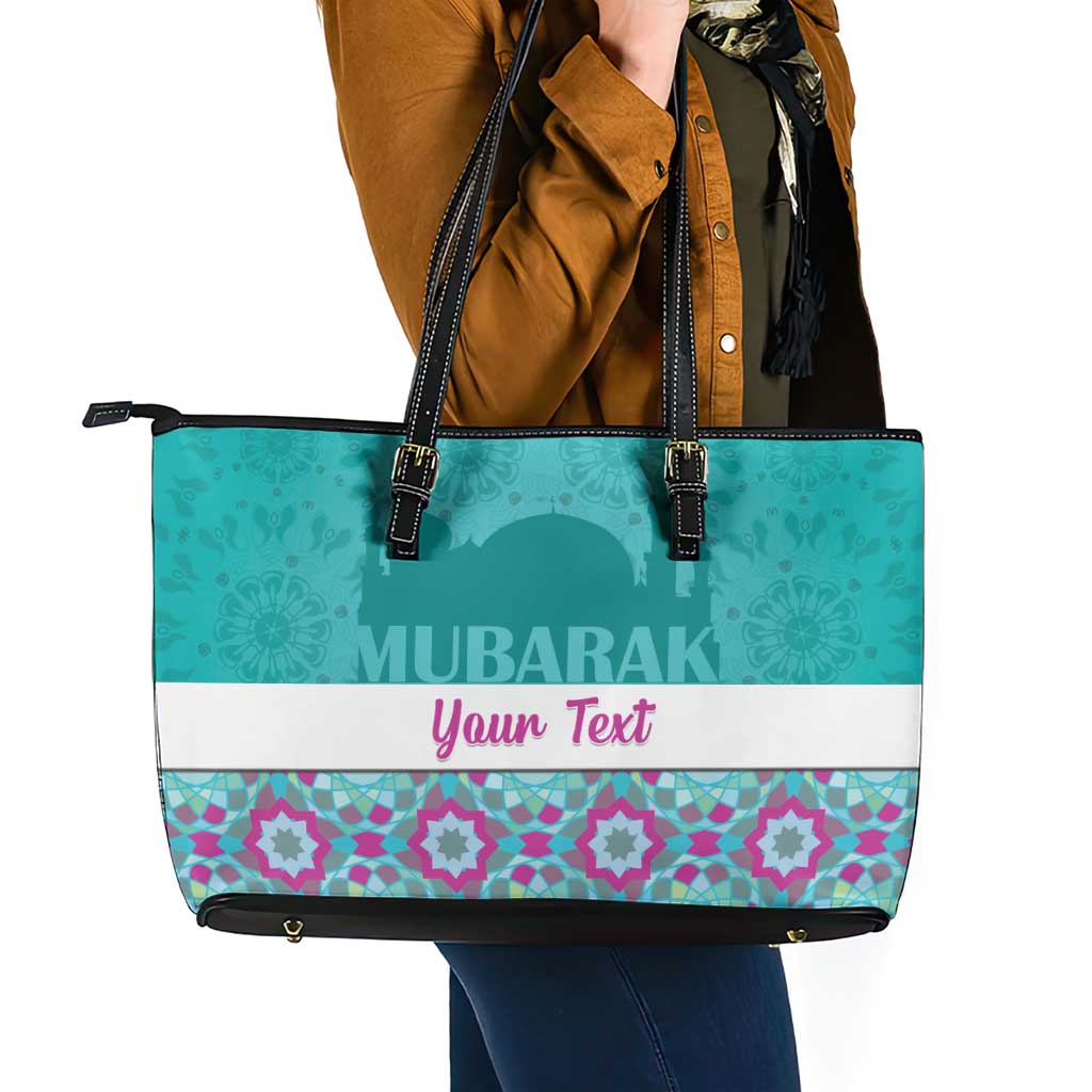 Personalised Eid Mubarak Leather Tote Bag Eid al-Fitr