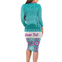 Personalised Eid Mubarak Long Sleeve Bodycon Dress Eid al-Fitr
