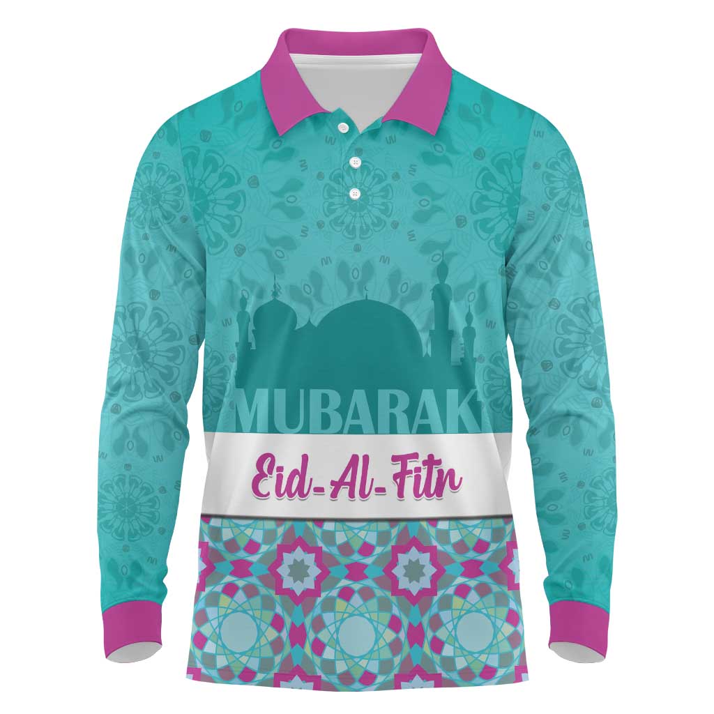 Personalised Eid Mubarak Long Sleeve Polo Shirt Eid al-Fitr