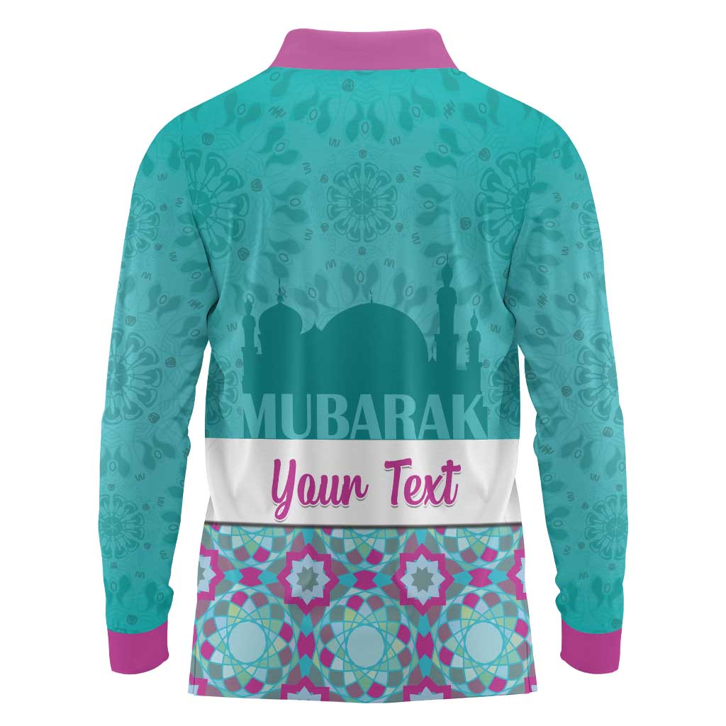 Personalised Eid Mubarak Long Sleeve Polo Shirt Eid al-Fitr