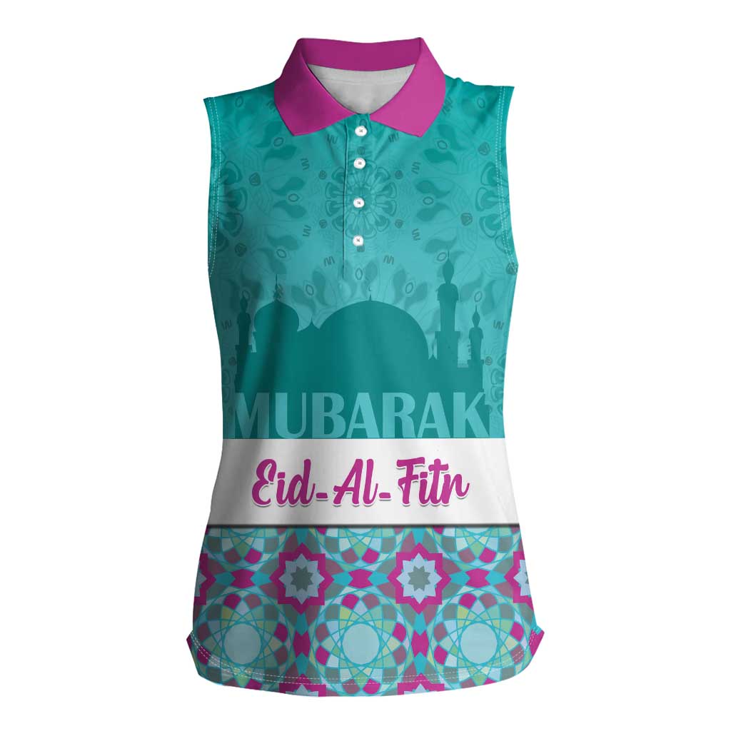 Personalised Eid Mubarak Women Sleeveless Polo Shirt Eid al-Fitr