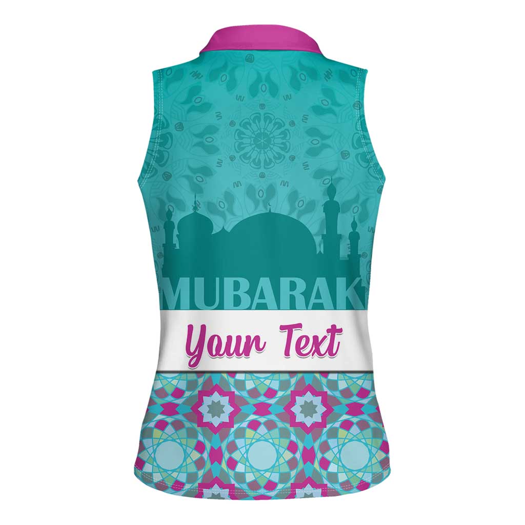 Personalised Eid Mubarak Women Sleeveless Polo Shirt Eid al-Fitr