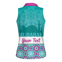 Personalised Eid Mubarak Women Sleeveless Polo Shirt Eid al-Fitr