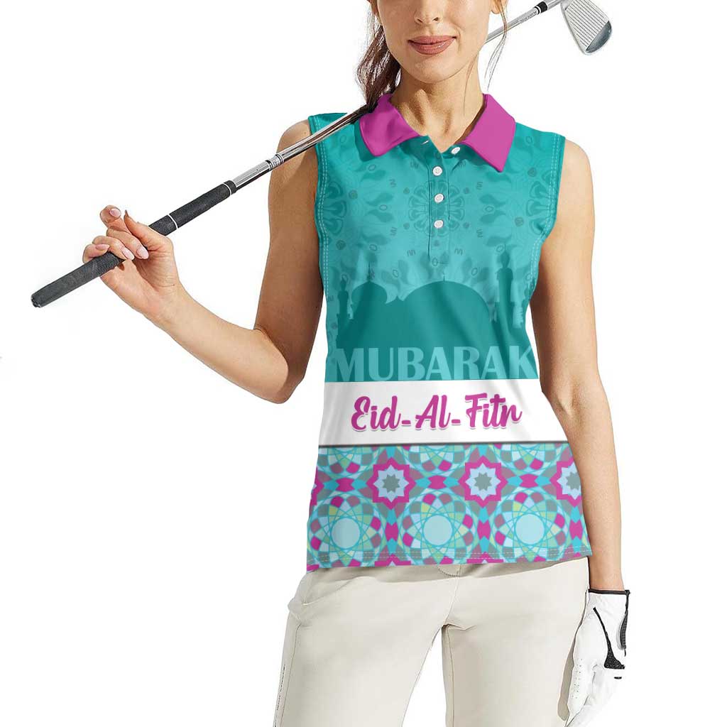 Personalised Eid Mubarak Women Sleeveless Polo Shirt Eid al-Fitr