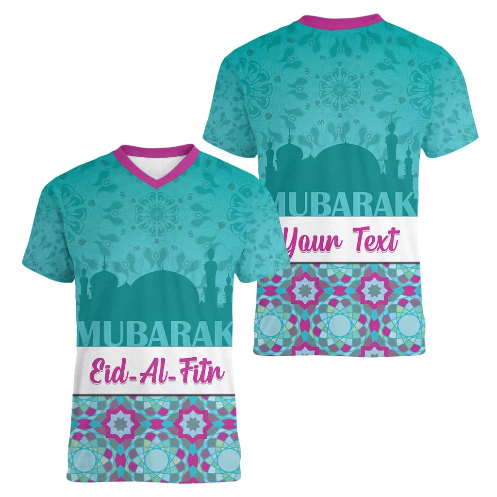 Personalised Eid Mubarak Women V-Neck T-Shirt Eid al-Fitr