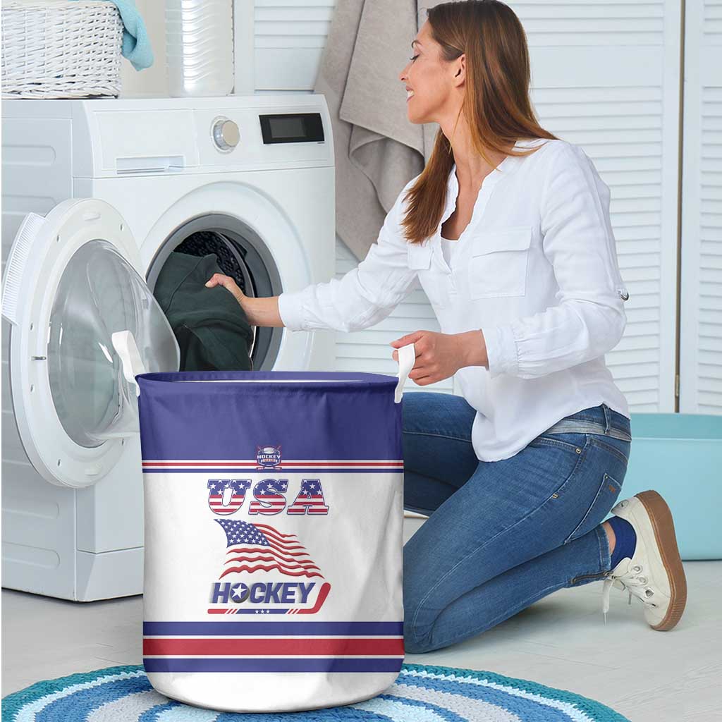 USA Ice Hockey Laundry Basket Old Glory On Ice