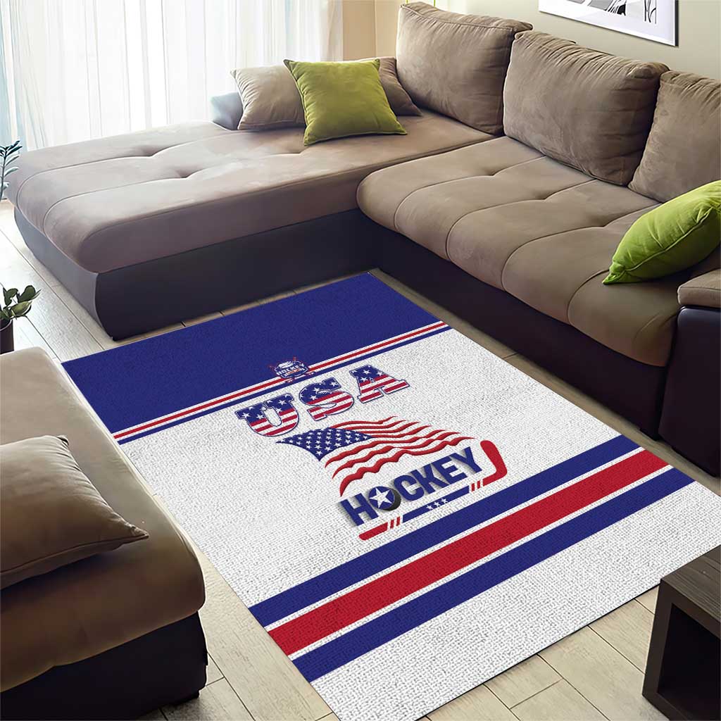 USA Ice Hockey Area Rug Old Glory On Ice