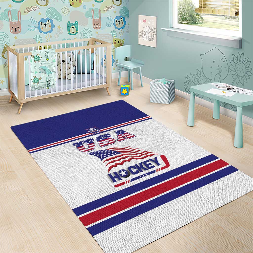 USA Ice Hockey Area Rug Old Glory On Ice