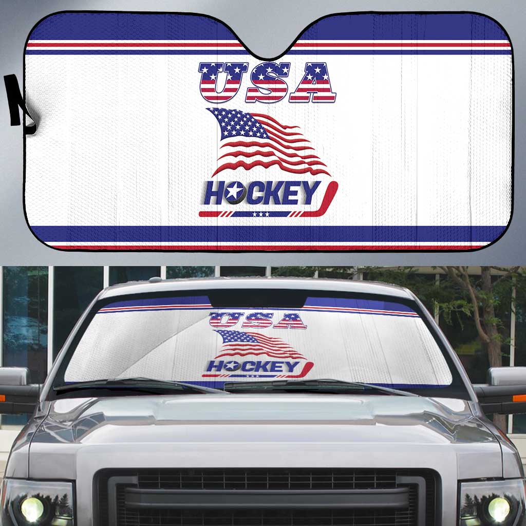USA Ice Hockey Auto Sun Shade Old Glory On Ice