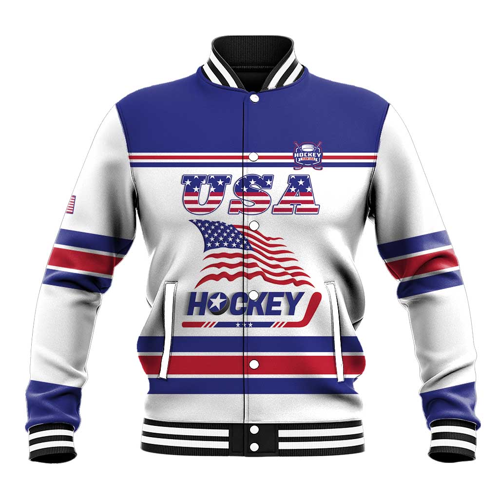 Custom USA Ice Hockey Baseball Jacket Old Glory On Ice