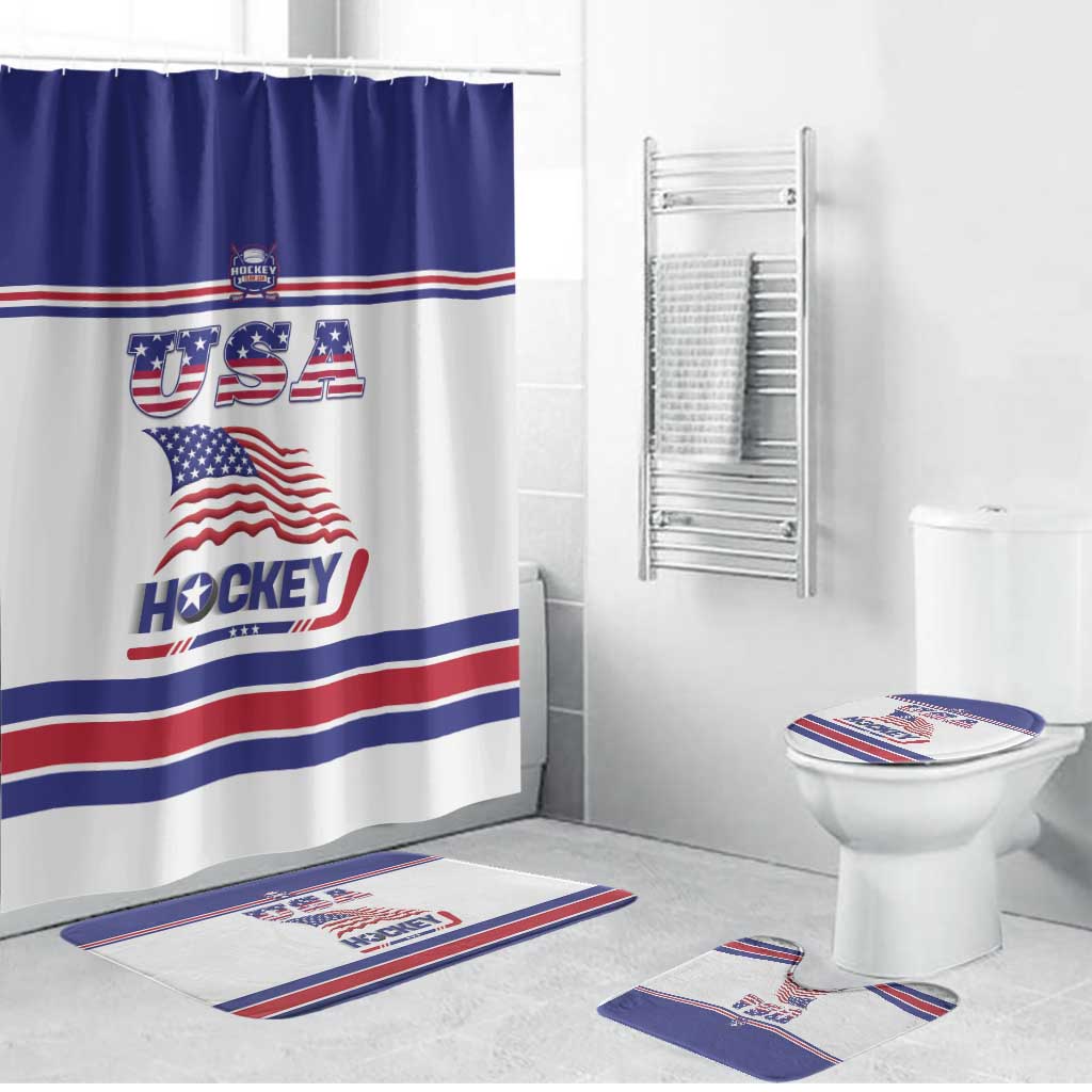 USA Ice Hockey Bathroom Set Old Glory On Ice