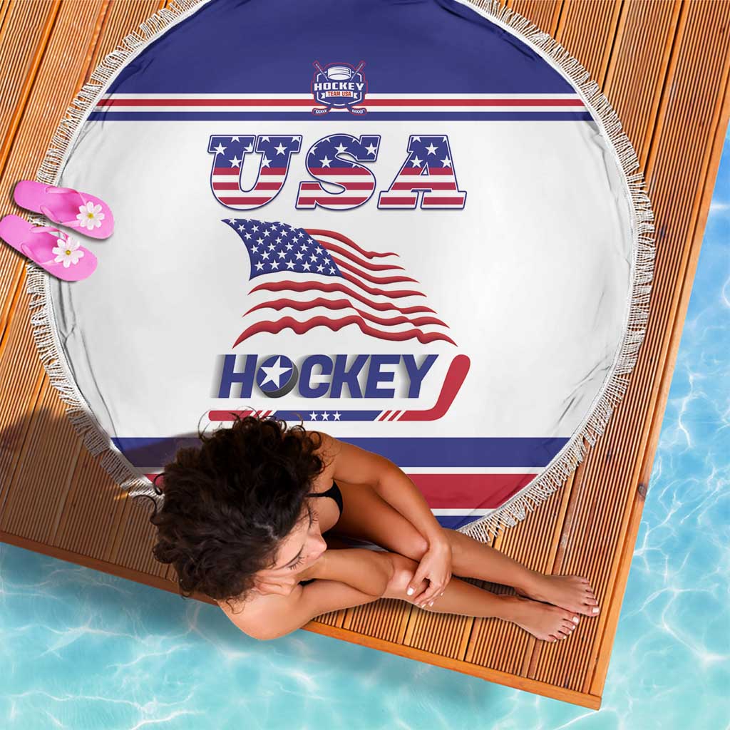 USA Ice Hockey Beach Blanket Old Glory On Ice