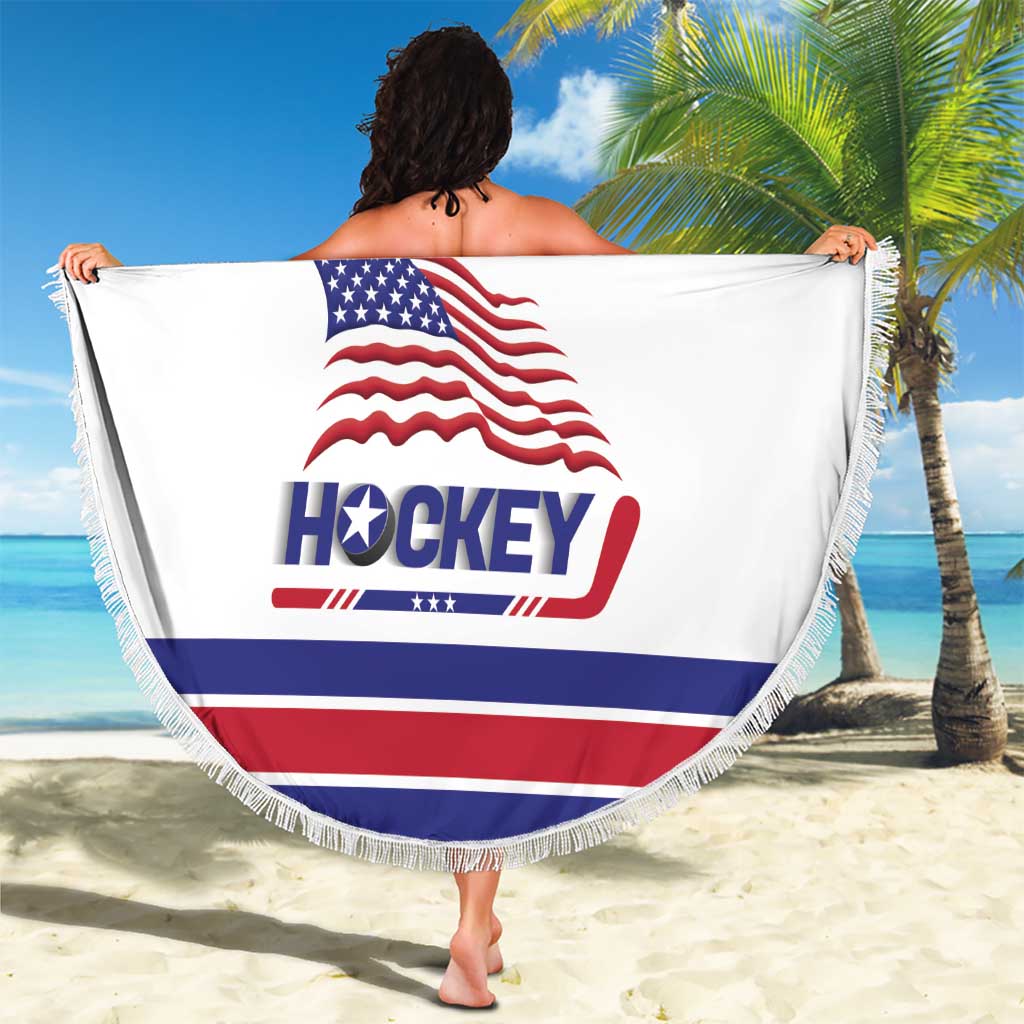 USA Ice Hockey Beach Blanket Old Glory On Ice