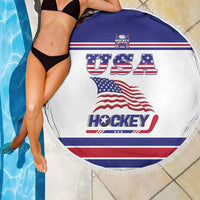 USA Ice Hockey Beach Blanket Old Glory On Ice