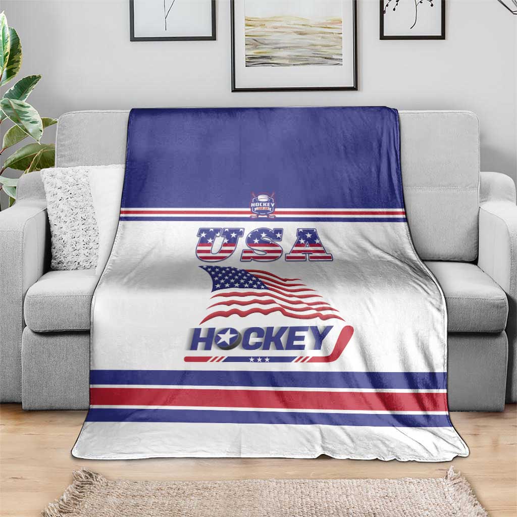 USA Ice Hockey Blanket Old Glory On Ice