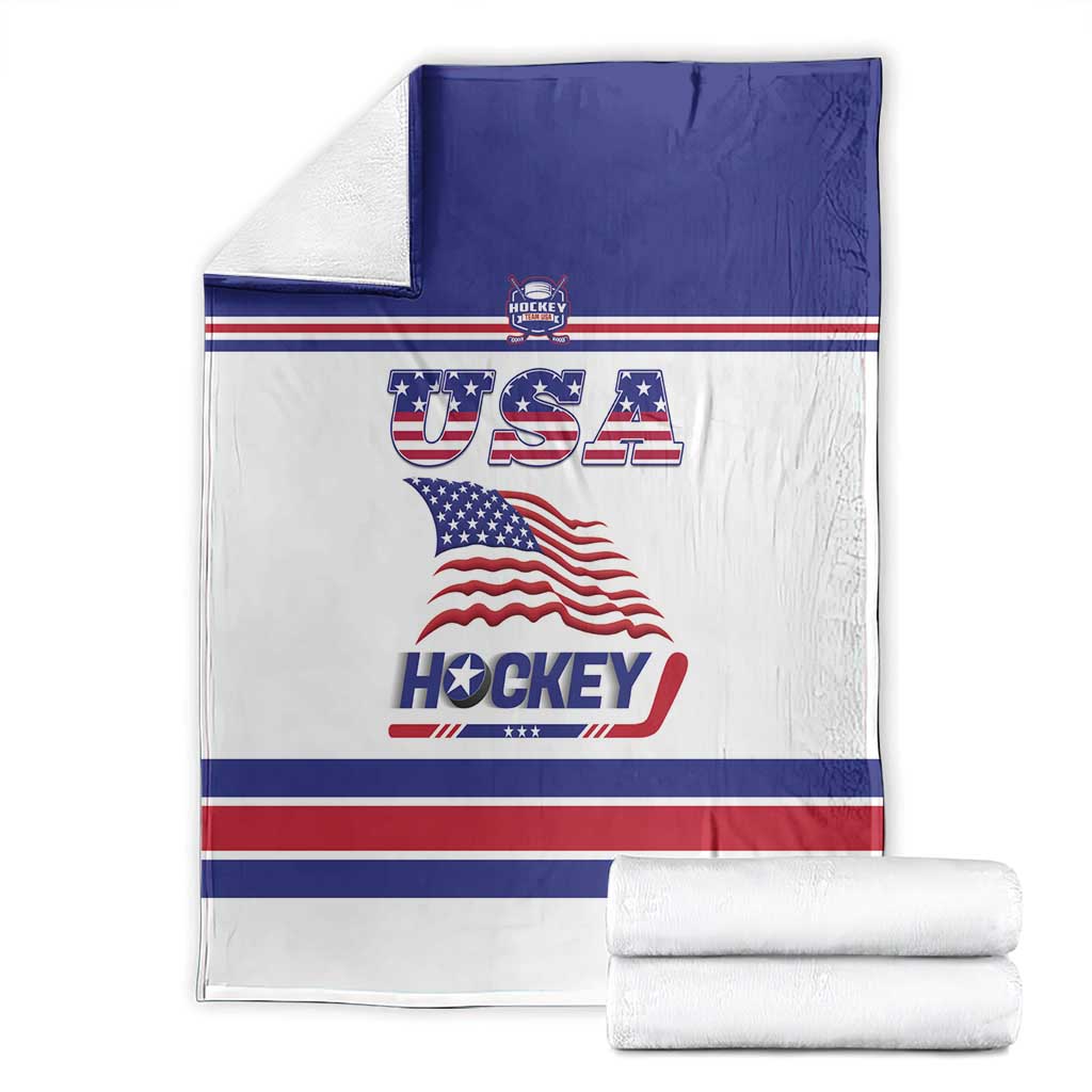 USA Ice Hockey Blanket Old Glory On Ice