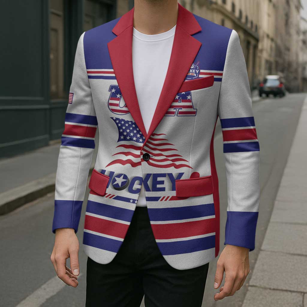 Custom USA Ice Hockey Blazer Old Glory On Ice