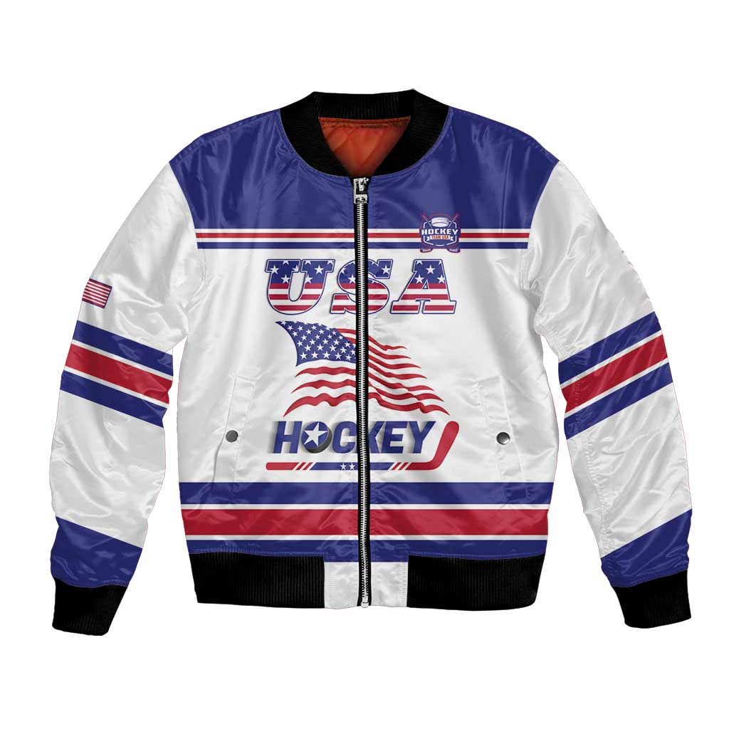 Custom USA Ice Hockey Bomber Jacket Old Glory On Ice