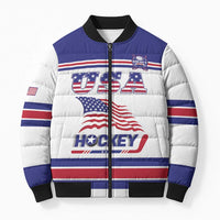 Custom USA Ice Hockey Bomber Puffer Jacket Old Glory On Ice