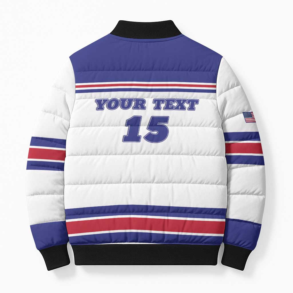 Custom USA Ice Hockey Bomber Puffer Jacket Old Glory On Ice