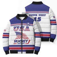 Custom USA Ice Hockey Bomber Puffer Jacket Old Glory On Ice