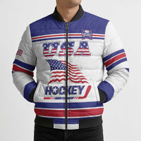 Custom USA Ice Hockey Bomber Puffer Jacket Old Glory On Ice