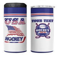 Custom USA Ice Hockey 4 in 1 Can Cooler Tumbler Old Glory On Ice