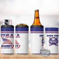 Custom USA Ice Hockey 4 in 1 Can Cooler Tumbler Old Glory On Ice