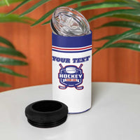Custom USA Ice Hockey 4 in 1 Can Cooler Tumbler Old Glory On Ice
