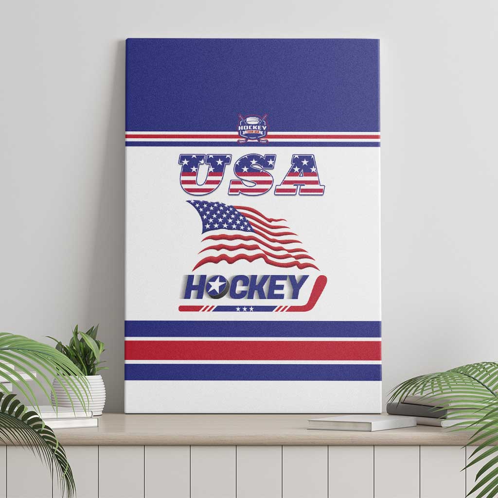 USA Ice Hockey Canvas Wall Art Old Glory On Ice