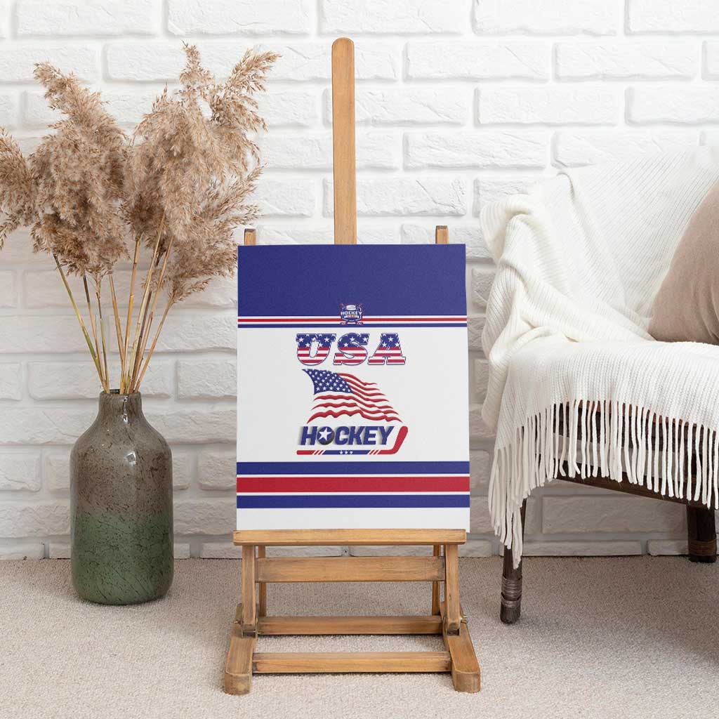 USA Ice Hockey Canvas Wall Art Old Glory On Ice