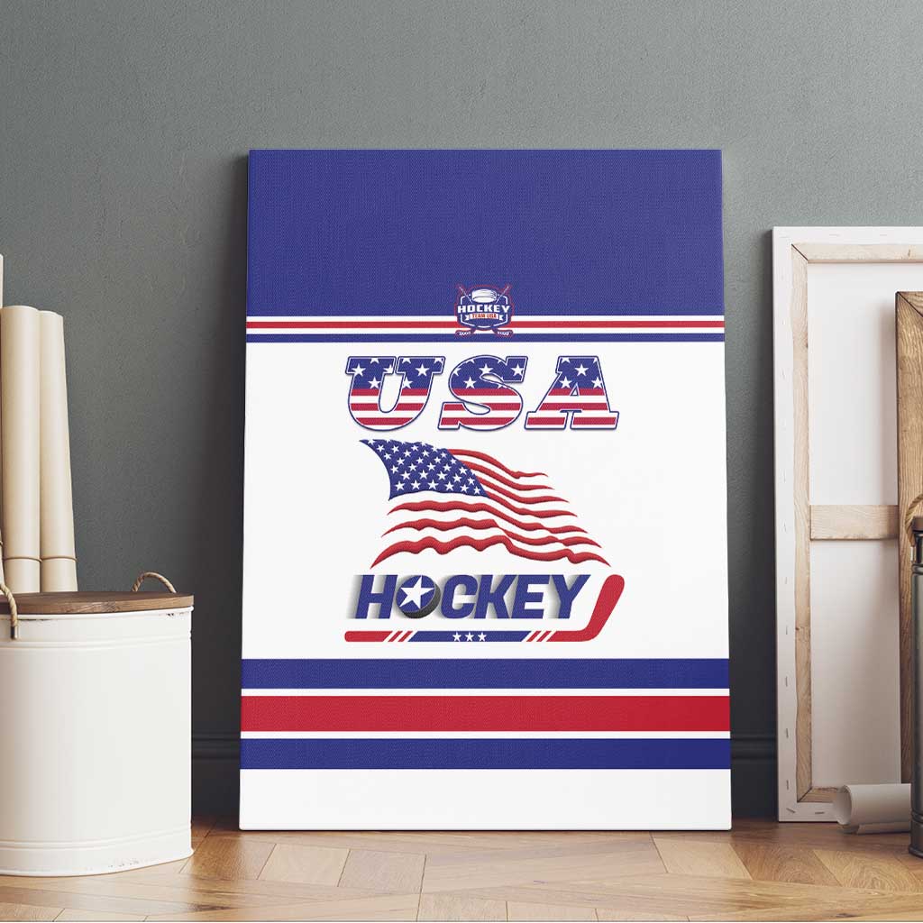 USA Ice Hockey Canvas Wall Art Old Glory On Ice