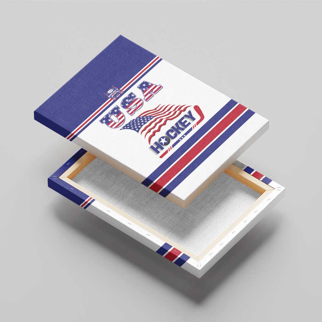 USA Ice Hockey Canvas Wall Art Old Glory On Ice