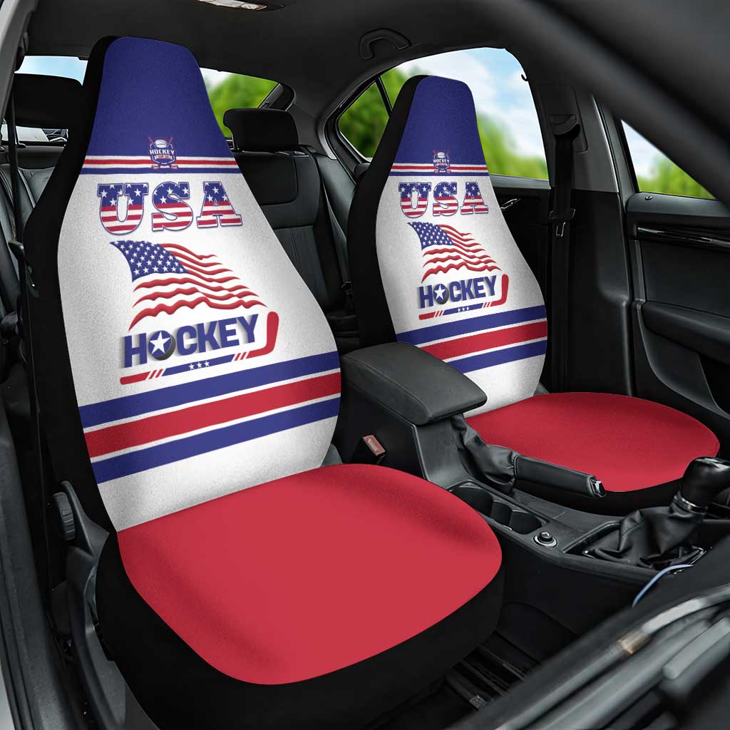 USA Ice Hockey Car Seat Cover Old Glory On Ice