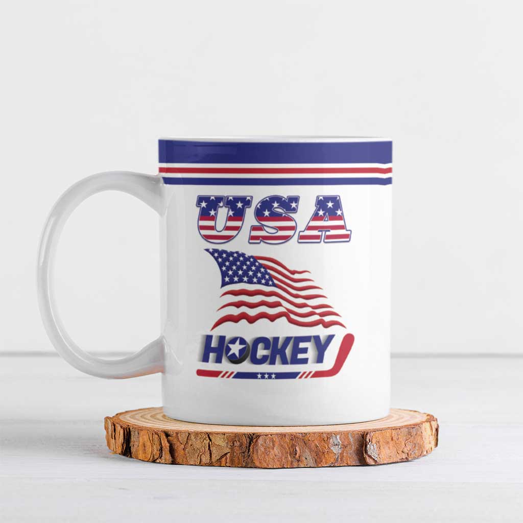 Custom USA Ice Hockey Ceramic Mug Old Glory On Ice