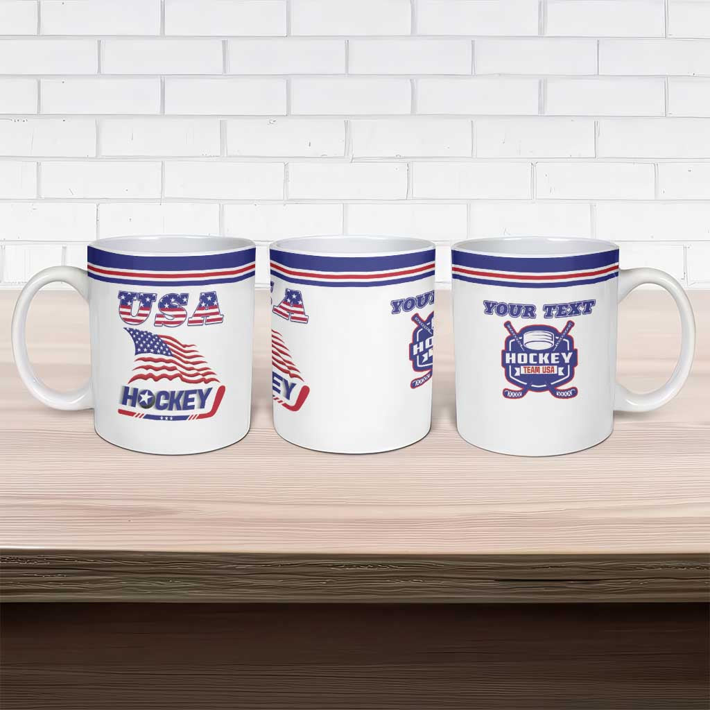 Custom USA Ice Hockey Ceramic Mug Old Glory On Ice
