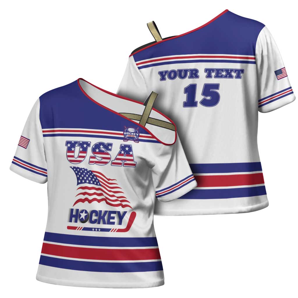 Custom USA Ice Hockey Cross Shoulder Shirt Old Glory On Ice
