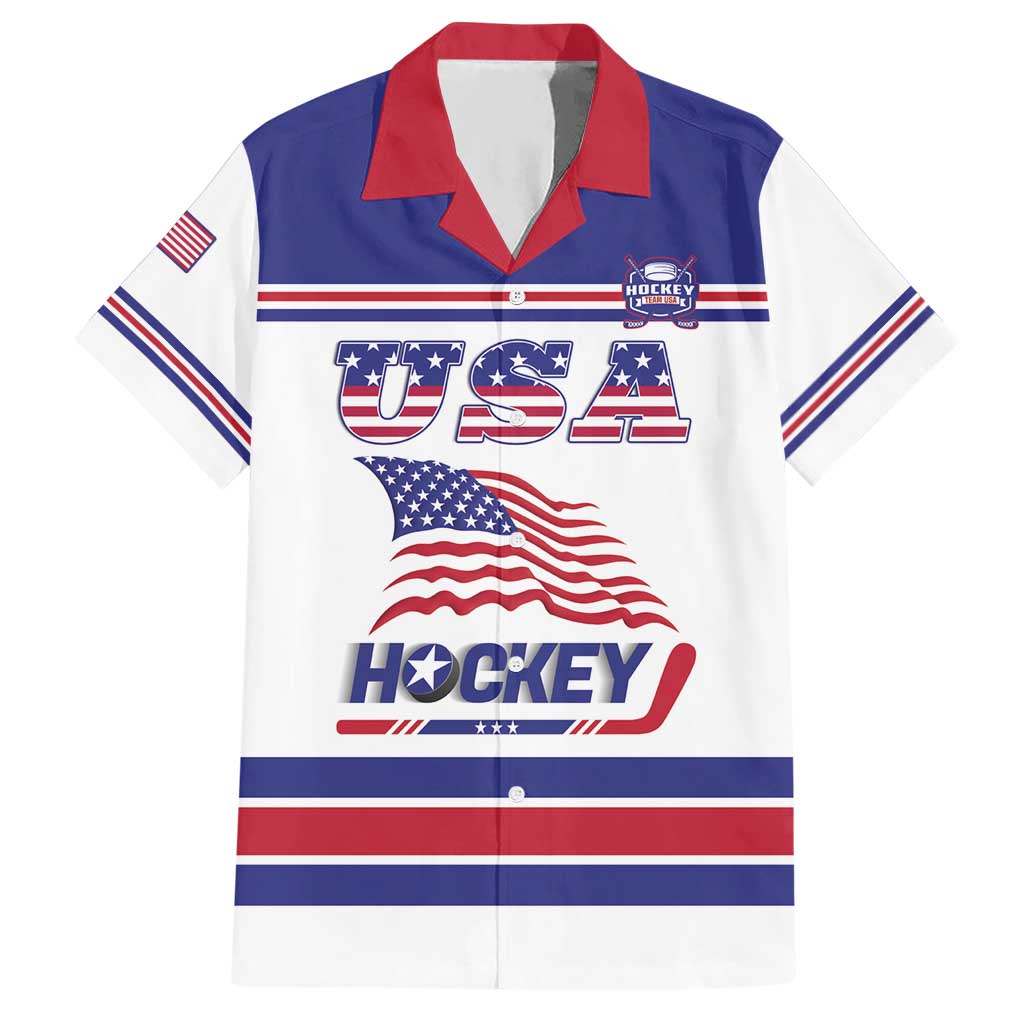 Custom USA Ice Hockey Hawaiian Shirt Old Glory On Ice