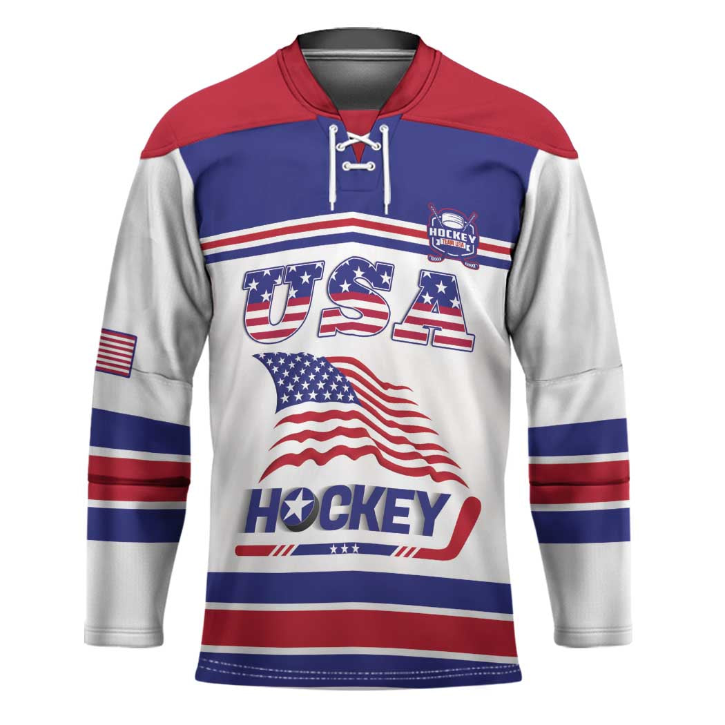 Custom USA Ice Hockey Hockey Jersey Old Glory On Ice